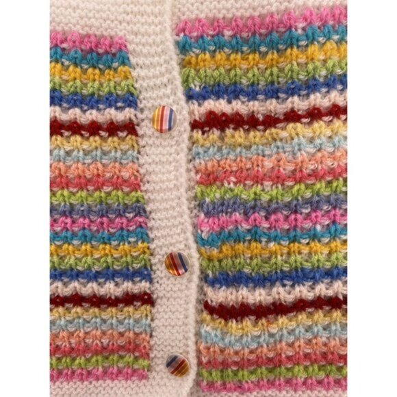 Hand knit 🧶 Colorful Short Sleeve Cardigan - Picture 2 of 4